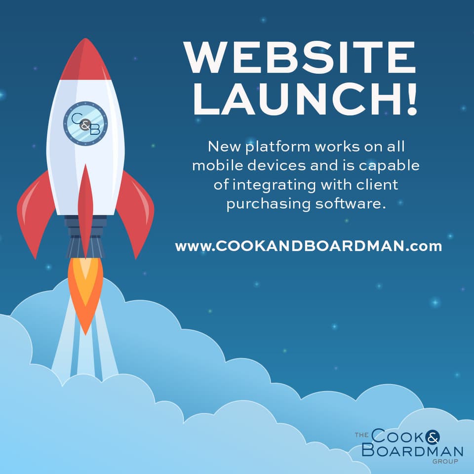 Website Launch! New platform works on all mobile devices and is capable of integrating with client purchasing software. www.COOKANDBOARDMAN.com